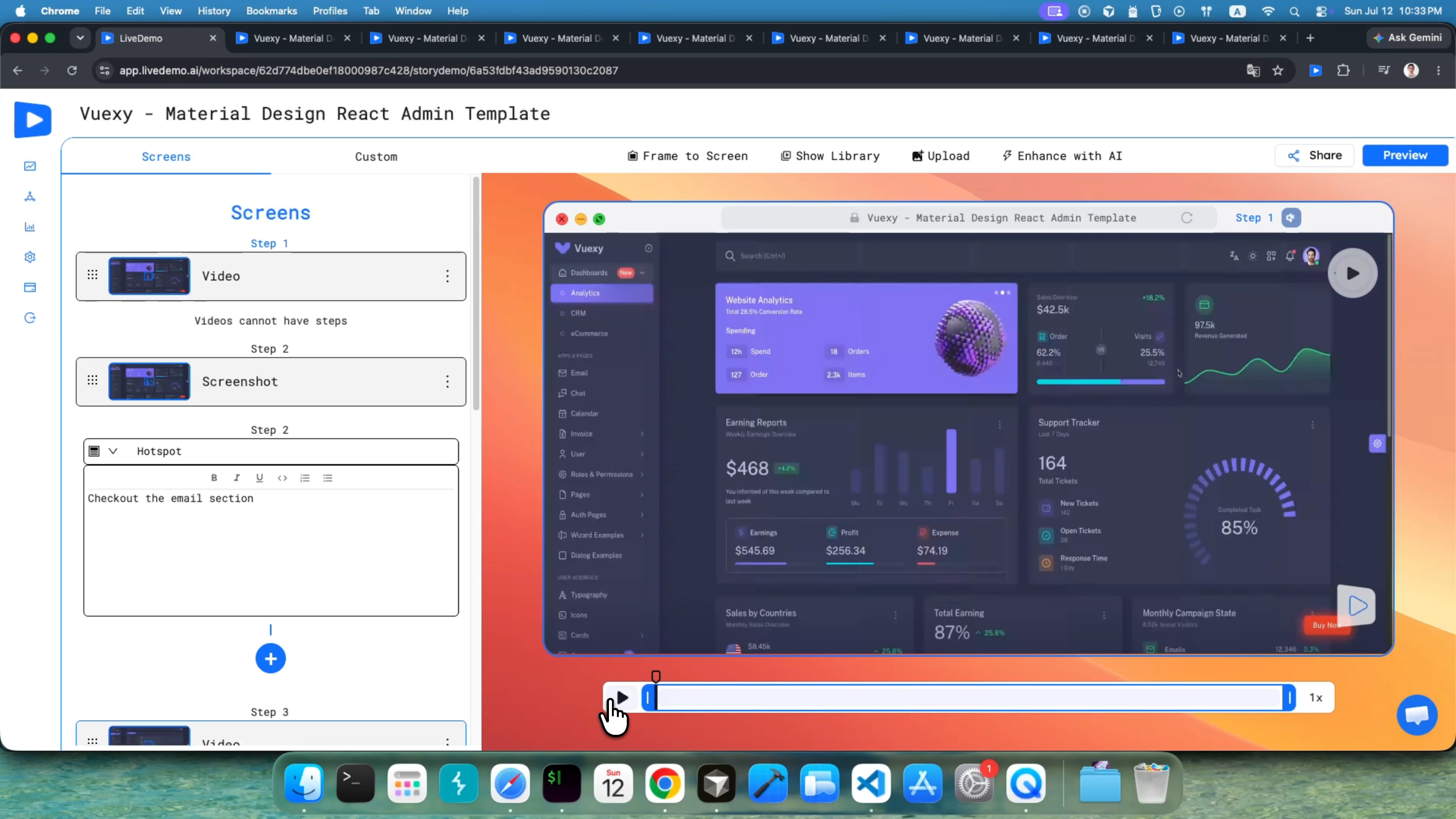 LiveDemo analytics dashboard